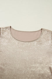 Apricot Plus Size Metallic Long Flounce Sleeve Blouse