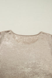 Apricot Plus Size Metallic Long Flounce Sleeve Blouse