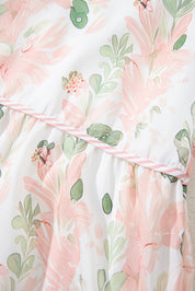 Pink Plus Size Floral Print Striped Detail Short Summer Dress