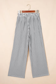 Black Stripe Plus Size Tie Waist Loose Pants